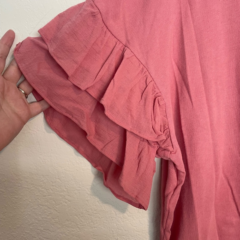 Women's Pink Ruffle Top - Picture 2 of 2